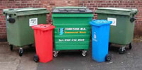 photograph of the various trade waste bins available - from large to small