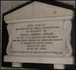 Marble tablet to Pte Samuel Taylor (3VB)