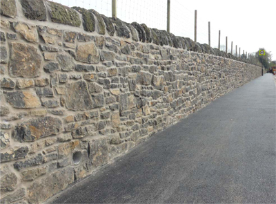 Image of completed retaining wall works at Mottram Road