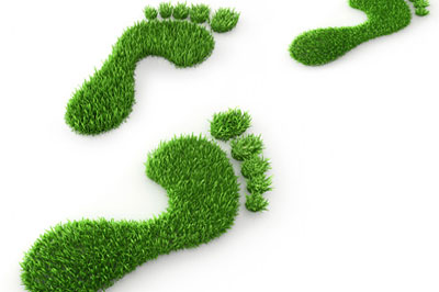 Green grassy footprints