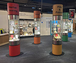 Display cabinets at Portland Basin Museum