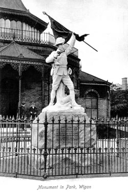 Original statue in Mesnes Park, Wigan
