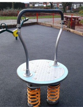 Spring operated spinning board with handle situated on wetpour