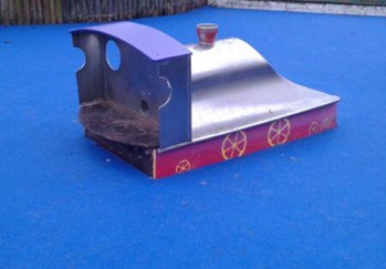 Train unit situated on wetpour