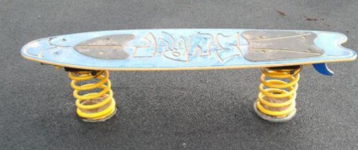 Surfboard spring balance board situated on wetpour