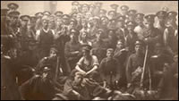 Men of the 9th Battalion the Manchester Regiment taken in the old armoury, Old Street, Ashton-under-Lyne, August 8-14 1914 (MRP/4/E)