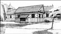 an illustration of St. Lawrence Church, Denton - named 'Th'owd Peg' by G Steindorff