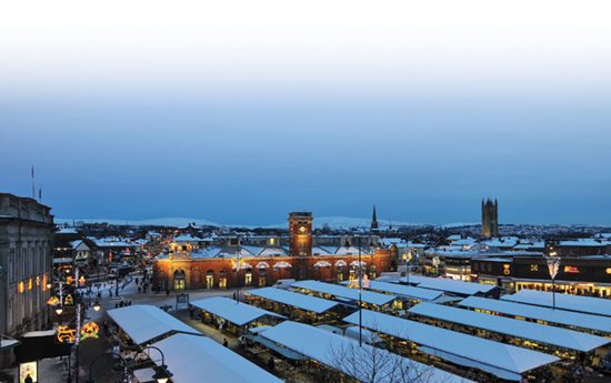 Image of Ashton-under-Lyne town centre at Christmas time