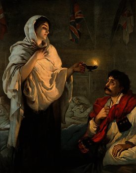 Reproduction of a painting of Florence Nightingale by Henrietta Rae 1891