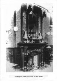 Fireplace in the organ room at Dean