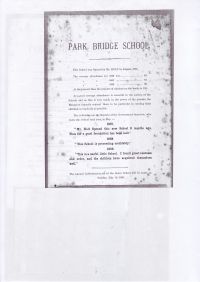 Report re. Park Bridge School 1869
