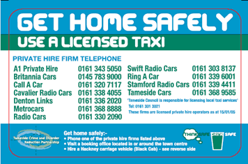 Image of one side of the Get Home Safely card
