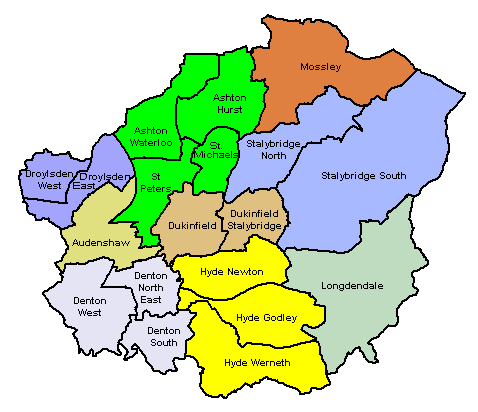 Map of Tameside Wards