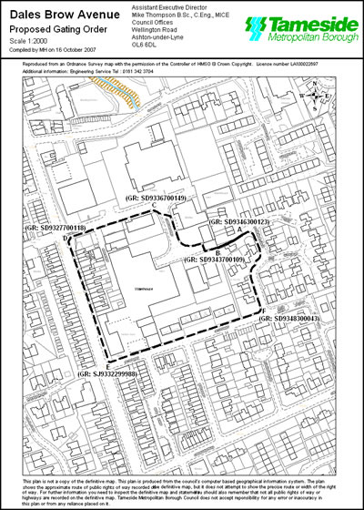 Location Map of Proposed Gating Order at Dales Brow Avenue