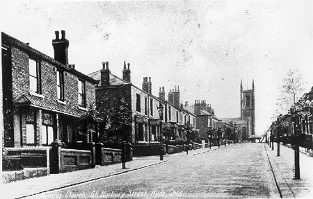 Photograph of Great Norbury Street, Hyde - showing terraced housing.