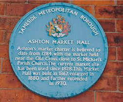 Ashton Market blue plaque