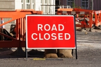 photograph of a road closed sign