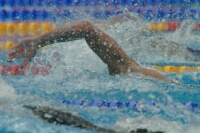 Photograph of a person swimming in a swimming baths