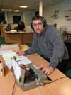 Image of an oral history researcher at Tameside Local Studies and Archives Centre