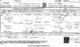 Birth Certificate of Ben Wrigley: Champion Pigeon Fancier. Born 1872, died 1934