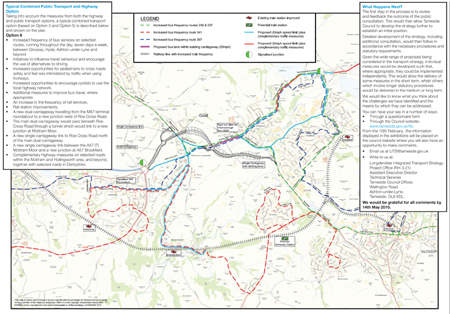 Map illustrating the options for the Longdendale Integrated Transport Strategy