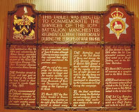 Tenth Battalion Bronze memorial plaque Oldham