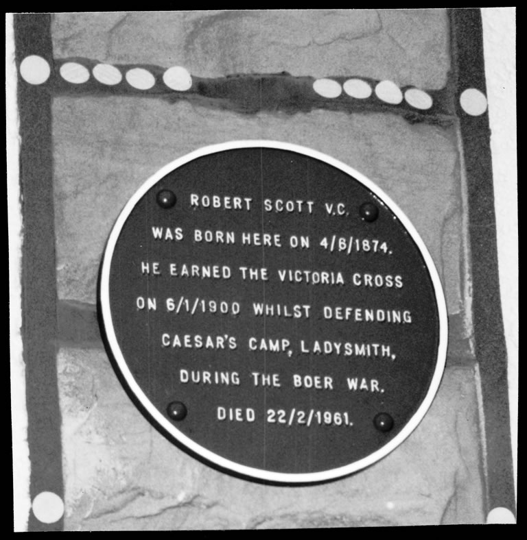 Plaque to Robert Scott VC in Haslingden