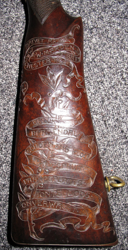 Engraving on butt of rifle