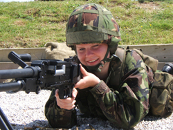 Officer Cadet Travers on the General Purpose Machine Gun (GPMG).