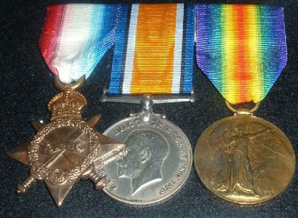 Medals of Alfred Rudolph Craven Left to Right – 1914-1915 Star, British War Medal, Allied Victory Medal.