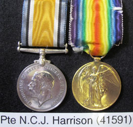 Medals of Norman Cyril John Harrisiopn Left to Right-, British War Medal, Allied Victory Medal.