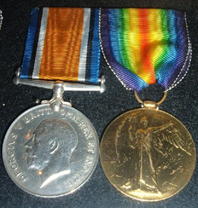 Joseph's medals (left to right) – British War Medal and Allied Victory Medal.