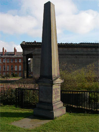 Obelisk to the memory of seven British soldiers in St James's Cemetary Liverpool 