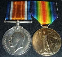 Alfred's medals Left to Right – British War Medal, Allied Victory Medal.