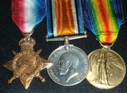 Medals of Joseph Edmund Tyson Left to Right – 1914-15 Star, British War Medal, Allied Victory Medal.