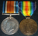 Medal of Joseph Winterbottom Left to Right – British War Medal, Allied Victory Medal.
