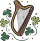 Image of a harp with clover leaves representing Ireland