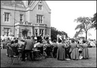Old Photograph showing people outside Ryecroft Hall