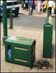 Wrong: Broken litter bin awaiting repair, creates litter and looks poor.