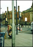 Example of street clutter caused by too many signs and poles